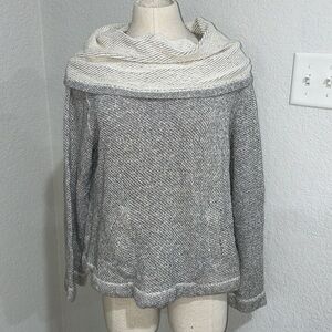 Eileen Fisher cotton twill knit cowl sweater top